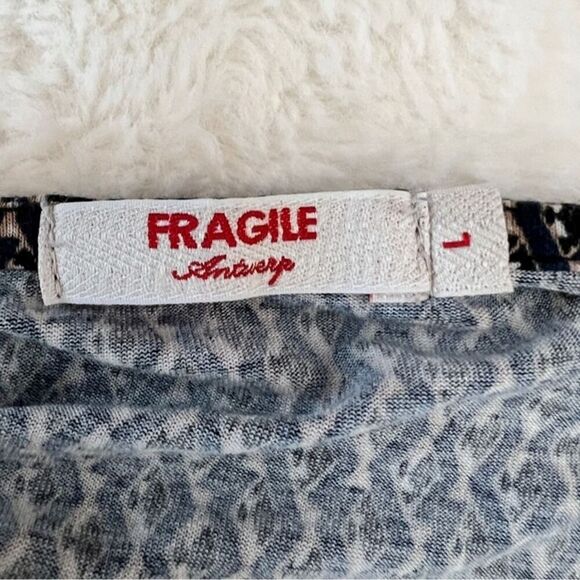 FRAGILE Antwerp Navy Diamond Pattern Faux Front Wrap Dress Dress Size L (318) - Picture 9 of 9